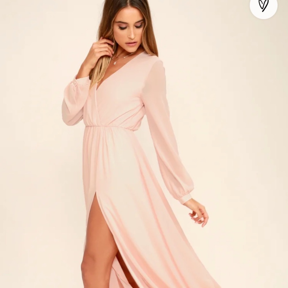 Blush pink long sleeve maxi dress